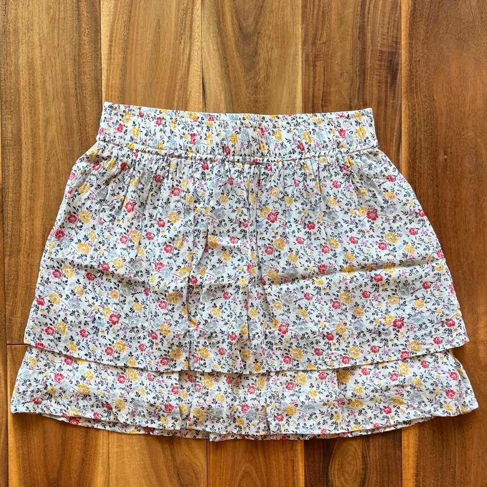Ganni Floral Mini Skirt in White and Pink